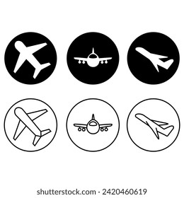 Air flight vector icon set. route illustration sign collection. air tickets symbol. travel logo or mark.