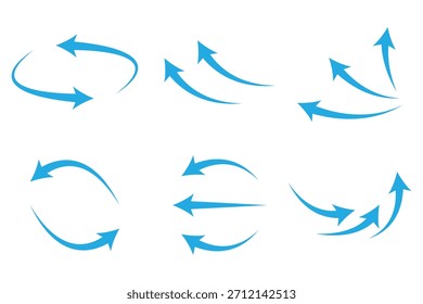 Air flow arrow. Set of blue arrow showing wind air. blue arrows showing direction of air movement. 