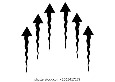 Air flow arrows set. Set of blue arrow showing wind air flow. Vector set of air flow arrows. Blue air flow arrows showing wind circulation and ventilation. 
