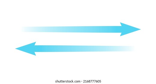 Air flow. Blue arrow showing direction of air movement. Wind direction arrow. Blue cold fresh stream from the conditioner. Vector illustration isolated on white background.