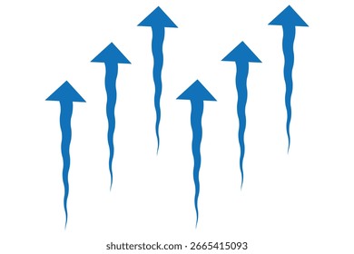 Air flow. Blue arrow showing direction of air movement. Wind direction arrow. Vector illustration isolated on white background.