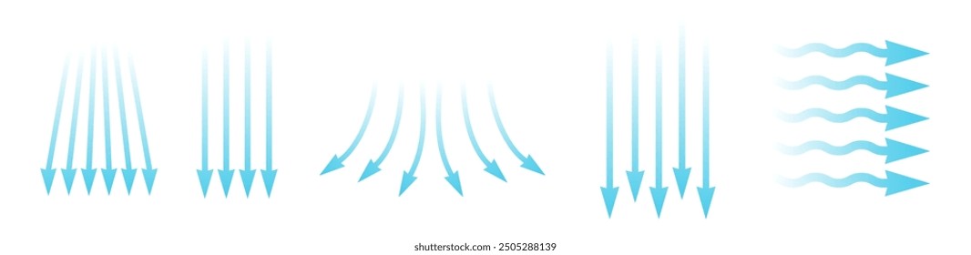 Air flow, blue arrows showing direction of air movement. 