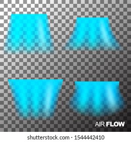 Air flow of clean or cold air from conditioner. Isolated on transparent background. 