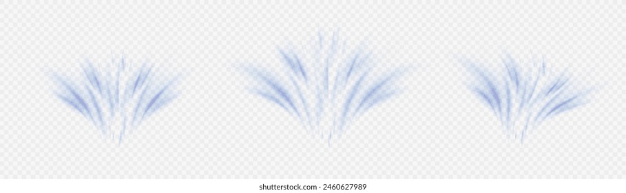 Air flow effect. Blue wind flow waves isolated on white background. Conditioning vector.	