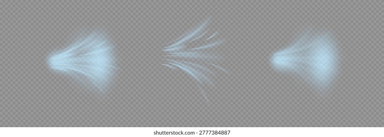 Air Flow Effect. White Wind Stream Waves Isolated on Dark Background. Fresh Breeze Waves From Conditioner Illustrations