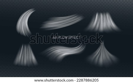 Air Flow Effect. White Wind Stream Waves Isolated on Dark Background. Fresh Breeze Waves From Conditioner Illustrations Foto d'archivio © 