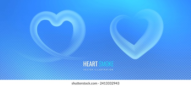 Air flow in form of heart. Line of heart is concept of steam and clouds. Vector illustration with the light effect