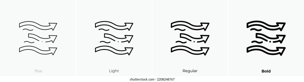 icono de flujo de aire. Diseño delgado, ligero y audaz aislado en un fondo blanco