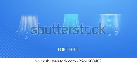 Air flow with ion positive and negative icon. Abstract light effect blowing from an air conditioner, purifier or humidifier. Set of vector elements