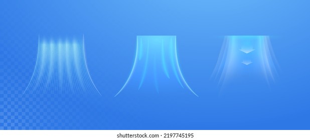 Air flow on a light background. Light effect of fresh purified air. Vector illustration
