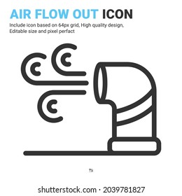 air flow out icon vector with outline style isolated on white background. Vector illustration air flow sign symbol icon concept for digital IT, smart home, industry, web, apps, technology and project