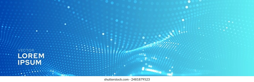 Air Flow Particles. Healthcare Abstract Background. Flowing Light Dots with Depth of Field Effect. Fresh Air Concept. Healthcare or Science Banner Backdrop. Vector illustration.