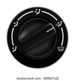 Air flow selector. Car dashboard black switch. Vector illustration isolated on white background