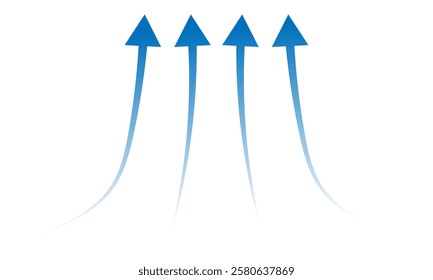 Air flow. Set of blue arrow showing air or wind flow. Wind direction arrows. Blue cold fresh stream from the conditioner. Vector illustration isolated on white background.eps10