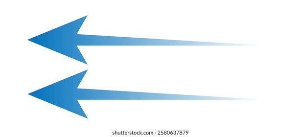 Air flow. Set of blue arrow showing air or wind flow. Wind direction arrows. Blue cold fresh stream from the conditioner. Vector illustration isolated on white background.eps10