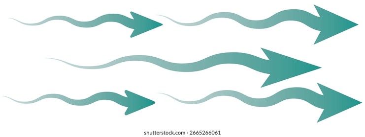 Air flow. Set of blue arrow showing air or wind flow. Wind direction arrows. Blue cold fresh stream from the conditioner. Air flow. Set of blue arrow showing air or wind flow eps 10