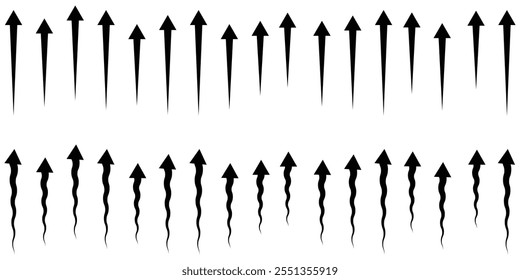 Air flow. Set of blue arrows  showing direction of air movement. Wind direction arrows.  Air conditioner direction arrow on isolated background eps 10.