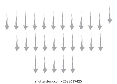Air flow. Set of blue arrows showing direction of air movement. Wind direction arrows. Vector illustration isolated on white background.