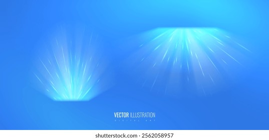 Air flow set of vector elements, light effect blowing from an air conditioner, purifier or humidifier, directing flow air