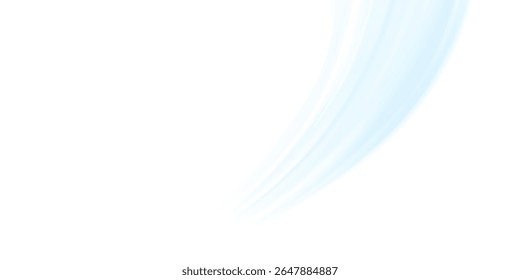 Air flow set of vector elements on a white background. Abstract light effect blowing from an air conditioner, purifier or humidifier. Dynamic blurred flow motion	
