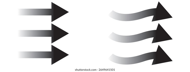 Air flow showing air movement of arrows. Ventilation home fresh, hot or cold from fan or air conditioner wind direction.