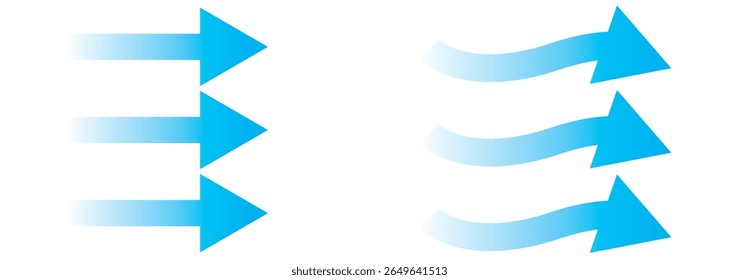 Air flow showing air movement of arrows. Ventilation home fresh, hot or cold from fan or air conditioner wind direction.