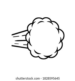Flujo de aire y chorro de vapor. Dibujo cómico de humo. Ilustración de dibujos animados. Nube con burbujas de humo.