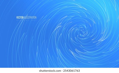 Air flow wind circle effect fan concept on blue background. Condition driving streams of cold fresh air - the vortex of the blower rotates vector illustration