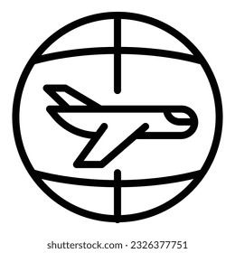 Air fly icon outline vector. Global map. Earth tour