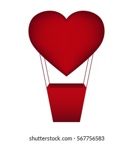 Air flying balloon in the shape of a heart for Valentine's Day.