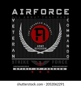 Air force army division the advanced aircraft veteran commando strike force spirit of freedom all about that base vector illustration