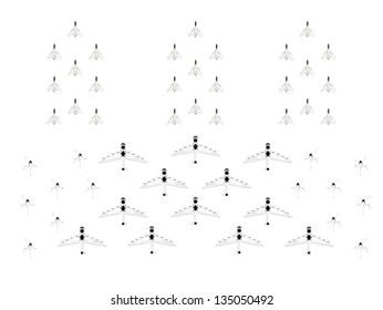 Air force army drawing for games, isolated objects on white background