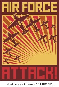 Air force attack poster (old planes design, World war II illustration)