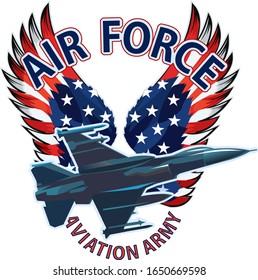 Air Force. Aviation Army. Eagle fighter jet.  