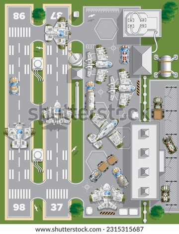 Air Force Base. View from above. Vector illustration.
