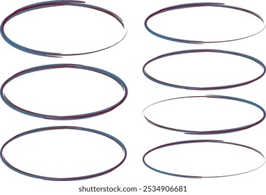 air force blue color circle stroke doodle ellipses vector
