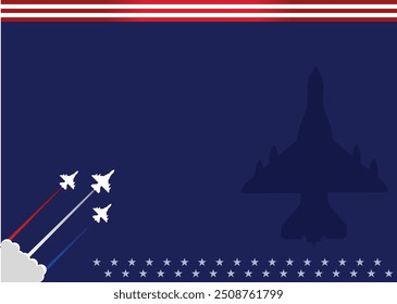 Air Force Day Background with copy space area, Illustration of united state flag and silhouette of jet plane. suitable for Patriot Day background
