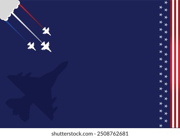 Air Force Day Background with copy space area, Illustration of united state flag and silhouette of jet plane. suitable for Patriot Day background