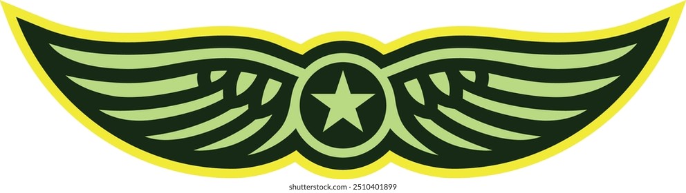 Emblema de la fuerza aérea. Insignia alada con signo de estrella