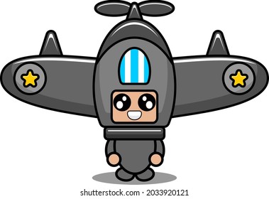 Air Force fighter mascot costume vector cartoon character. Great for Air Force Birthday