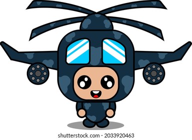 Air force helicopter mascot costume vector cartoon character. Great for Air Force Birthday