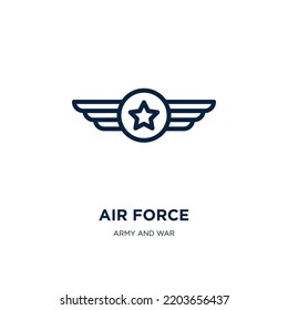 Air Force Icon From Army And War Collection. Thin Linear Air Force, Military, Army Outline Icon Isolated On White Background. Line Vector Air Force Sign, Symbol For Web And Mobile