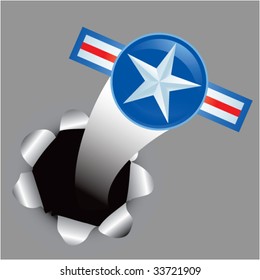 air force icon coming out of paper hole