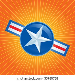 icono de la fuerza aérea en segundo plano con starburst