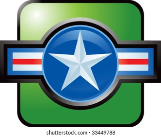 air force icon on green web button