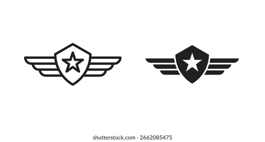 Air force icon set, line and black glyph style for food app website.