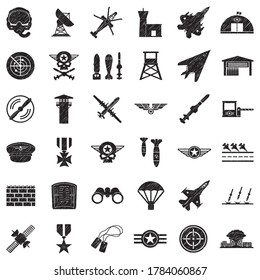 Iconos de la Fuerza Aérea. Diseño de esgrima negra. Ilustración vectorial.