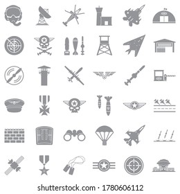 Air Force Icons. Gray Flat Design. Vector Illustration.