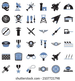 Air Force Icons. Two Tone Flat Design. Vector Illustration.