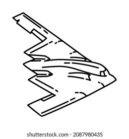 Air Force Jet Bombers Part of Military and Air Force Equipments Hand Drawn Icon Set Vector.